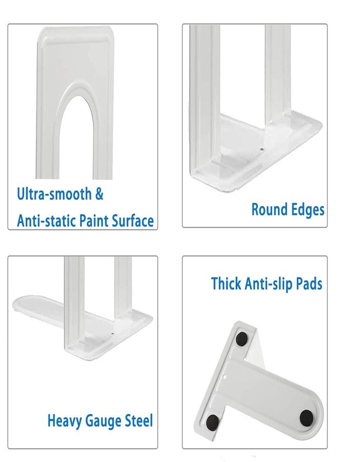 COLOGO Metal Bookends for Home Office, Book Shelf Holder Home Decorative, Book Ends for Heavy Books/Movies/CDs, White 6.5 x 5 x 5.7 in, 4 Pair/ 8 Piece - Image 3