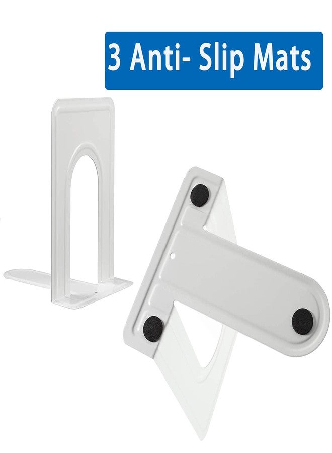 COLOGO Metal Bookends for Home Office, Book Shelf Holder Home Decorative, Book Ends for Heavy Books/Movies/CDs, White 6.5 x 5 x 5.7 in, 4 Pair/ 8 Piece - Image 4