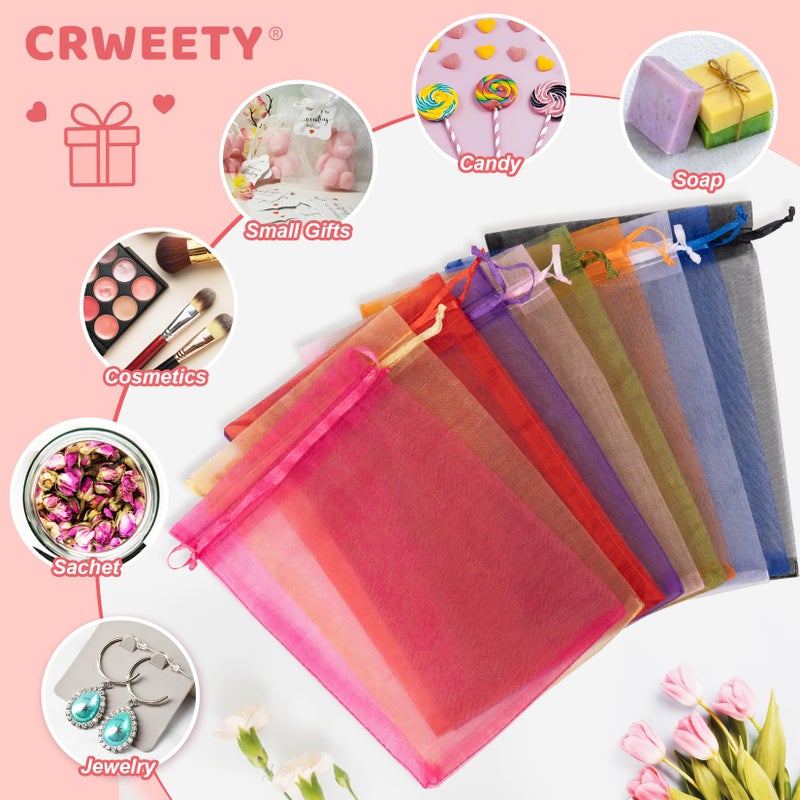 Crweety 50 Pack White Organza Bags 5x7 Inch, Small Mesh Gift Bags for Jewelry Sachet, Elegant Small Mesh Bag Drawstring for Candy Wedding Party Favor, Bridal Shower, Baby Shower & Christmas Gifts - Image 5