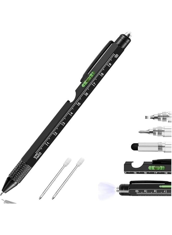 promass 9 in 1 Multitool Pen, Cool Gadgets Function Tools Capacitive Stylus LED Flashlight Gifts for Men Husband Dad - Image 1