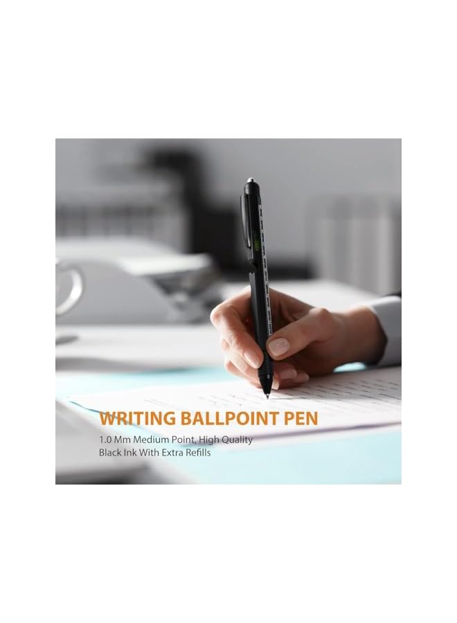 promass 9 in 1 Multitool Pen, Cool Gadgets Function Tools Capacitive Stylus LED Flashlight Gifts for Men Husband Dad - Image 4