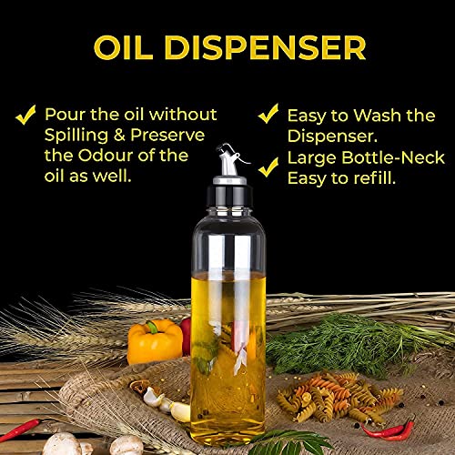 Leawall Food-Grade Plastic 1 litres Oil Dispenser for Cooking, Easy Flow Oil and Vinegar Bottle, Oil Pourer, Liquid Dispenser, Transparent, Unbreakable, Medium - Image 2