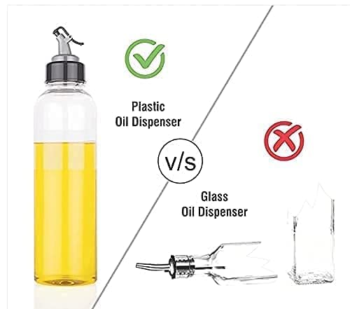 Leawall Food-Grade Plastic 1 litres Oil Dispenser for Cooking, Easy Flow Oil and Vinegar Bottle, Oil Pourer, Liquid Dispenser, Transparent, Unbreakable, Medium - Image 3