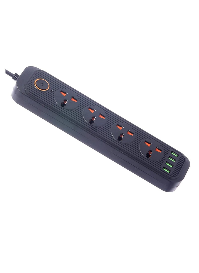 TYCOM Tycom Power Strip Surge Protector with USB- Extension Cord Flat Plug with Widely 4 AC Outlet and 4 USB, Small Desktop Station with 6 ft Power Cord, Compact Socket  - Image 1