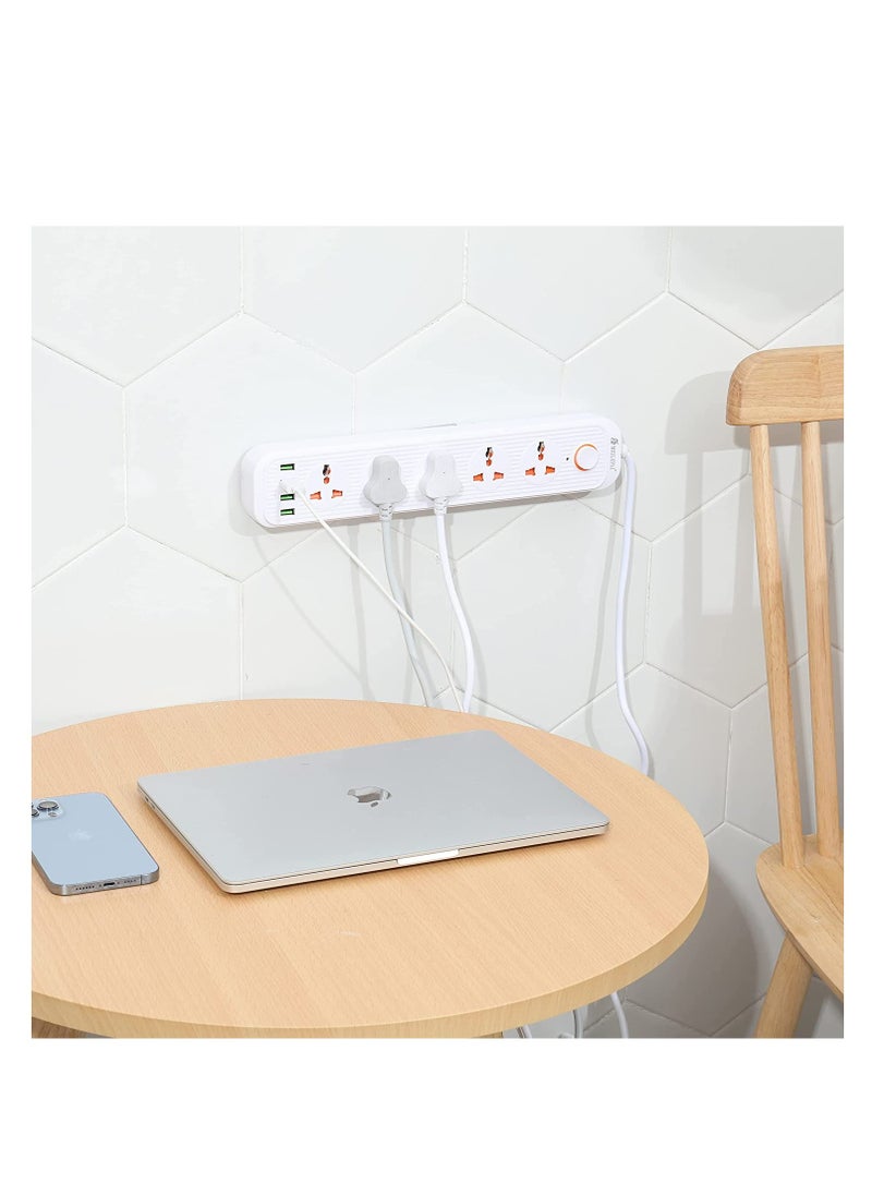 TYCOM Tycom Power Strip Surge Protector with USB- Extension Cord Flat Plug with Widely 4 AC Outlet and 4 USB, Small Desktop Station with 6 ft Power Cord, Compact Socket  - Image 3