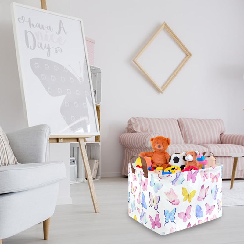 FXOCSHE Rectangular Butterfly Basket,Girls Basket, Foldable waterproof cute storage basket,Kids Storage Bin,Toy gift Organizer,Girls Room Decor,Butterfly Room Decor,Gift Box(Colorful Butterflies) - Image 4