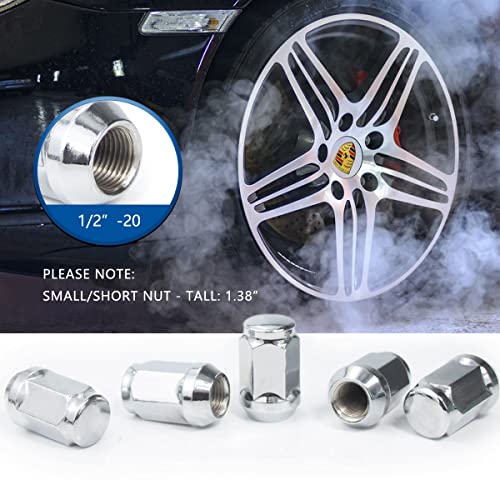 GAsupply صواميل العجلات GAsupply 1/2x20 عدد 20، كروم 1/2''-20 مغلقة النهاية، صواميل أكورن بارزة، ارتفاع 1.38" سداسي 3/4"، مقعد مخروطي بزاوية 60 درجة - Image 5