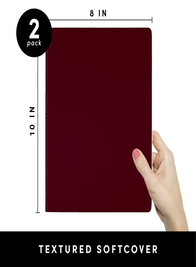 PAPERAGE Soft Cover Blank Journal Notebook, 2 Pack, (Burgundy), 100 Pages, Large 7.5 inches x 9.5 inches, Ideal for Sketch Book, Note Taking & Travel Journal - Image 2