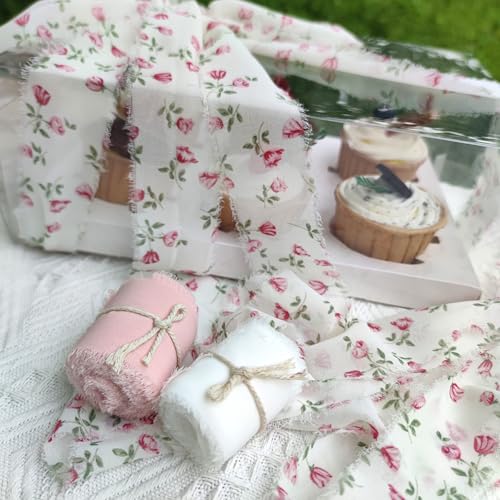 Zbdroxygen 3Pcs Ribbon Roll, Chiffon Ribbon for Gift Wrapping, Wedding Invitation Embellishment, DIY Decor, Crafting, Bridal Bouquet Decoration - Image 3