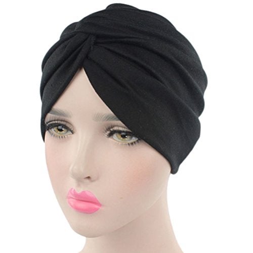 Decou Solid Color Clean Plain Twist Pleasted Hair Turban Cap (Brown) - Image 2