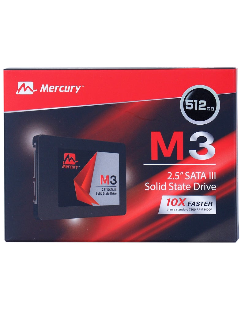 Mercury - Mercury SSD M3-Series 2.5" SATA III - 3D NAND/SATA III 6 Gb/s SATA II 3 Gb/s,Up to 550MB/s read speed,520MB/s write speed (M3-512) - Image 1