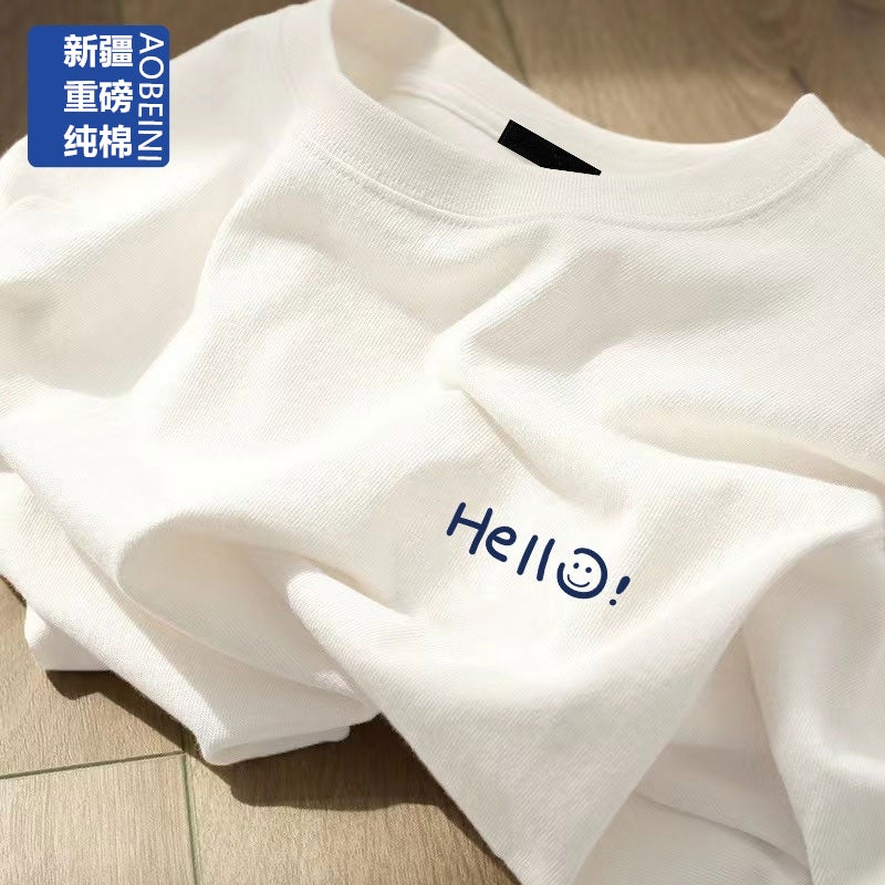 White Short-Sleeved T-Shirt For Women 2024 Slim Large Size Pure Cotton Bottoming Half-Sleeved Top Ins Clothes T-Shirt - Image 1