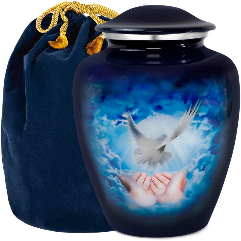 Trupoint Memorials Cremation Urns for Human Ashes Decorative Burial Urn for Adult Men  Women  Large Blue Dove