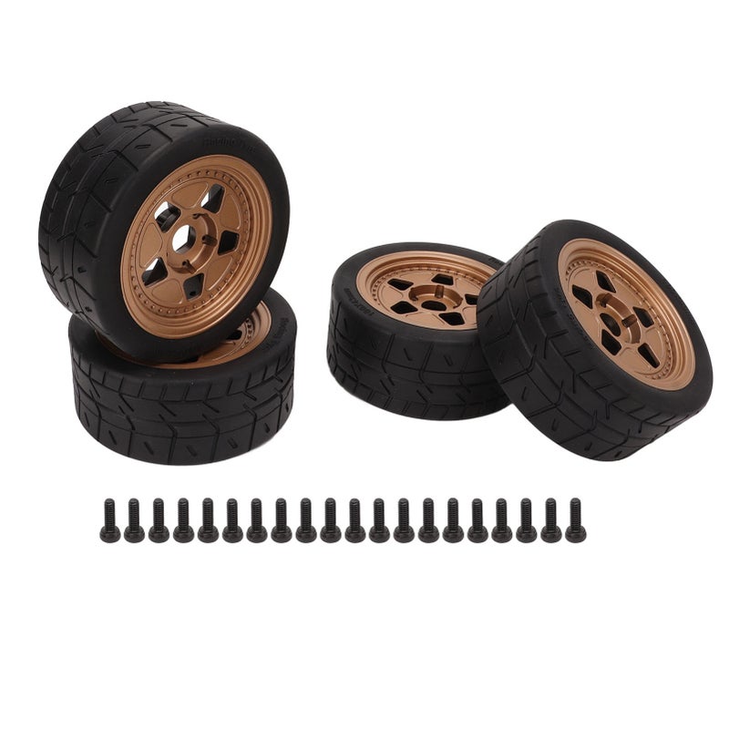 4Pcs RC Cars Wheel Plastic Whees and Tire Replacement for ARRMA 1/7 1/8 RC Professional Sports Car Brown - Image 1