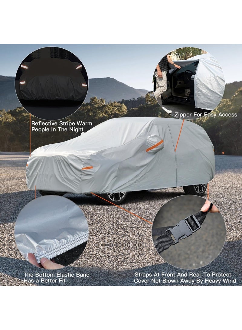 SUV Car Cover Waterproof All Weather for Automobiles, Outdoor Full Size Cover Rain Sun UV Protection with Zipper Cotton, Universal Fit for SUV (191"-200") - Image 2