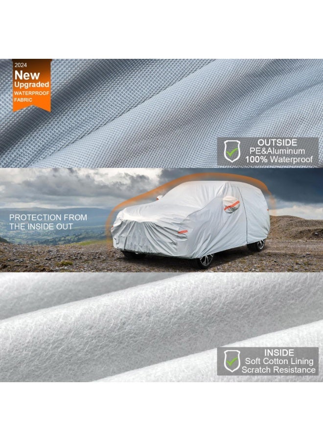 SUV Car Cover Waterproof All Weather for Automobiles, Outdoor Full Size Cover Rain Sun UV Protection with Zipper Cotton, Universal Fit for SUV (191"-200") - Image 4