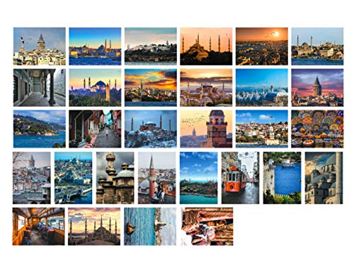 HOSTEESSCHOICE Travel postcards,Set of 30 Post cards variety pack depicting from Around the World Famous Travel Sites,Assorted Postcards Bulk, 4 x 6 -Istanbul - Image 1