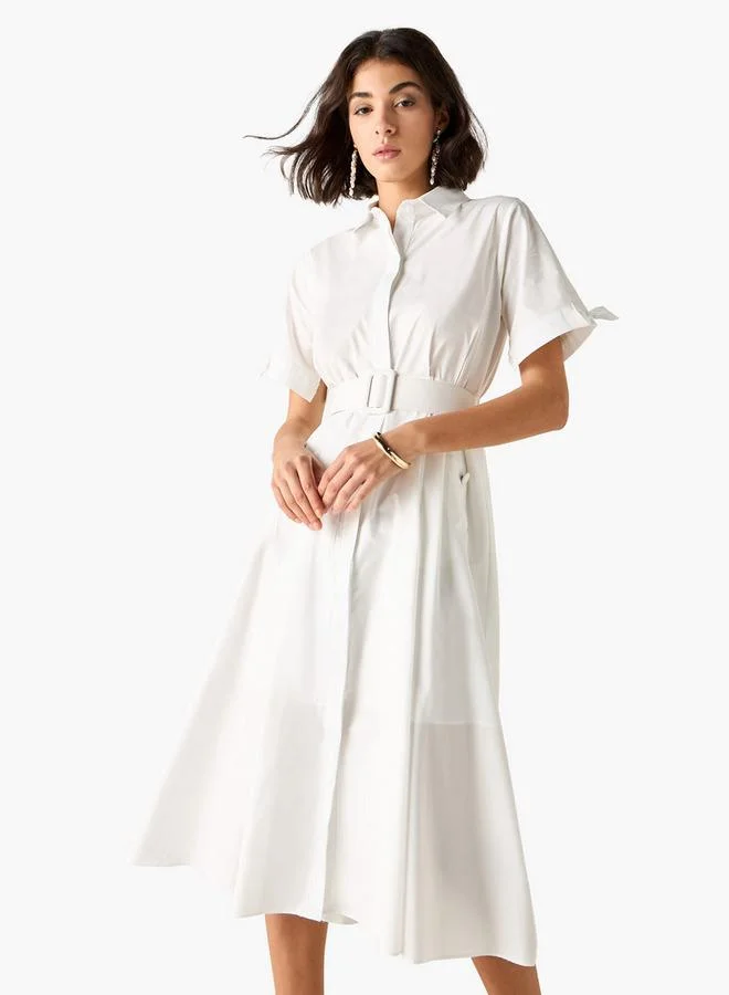 2Xtremz 2Xtremz Collared Shirt Dress with Pockets and Belt