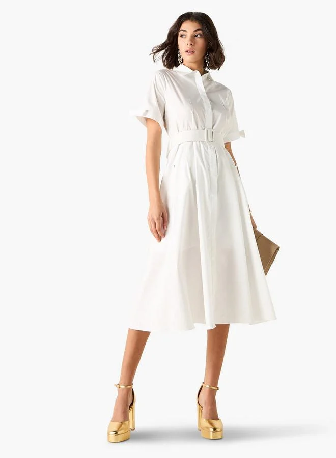 2Xtremz 2Xtremz Collared Shirt Dress with Pockets and Belt