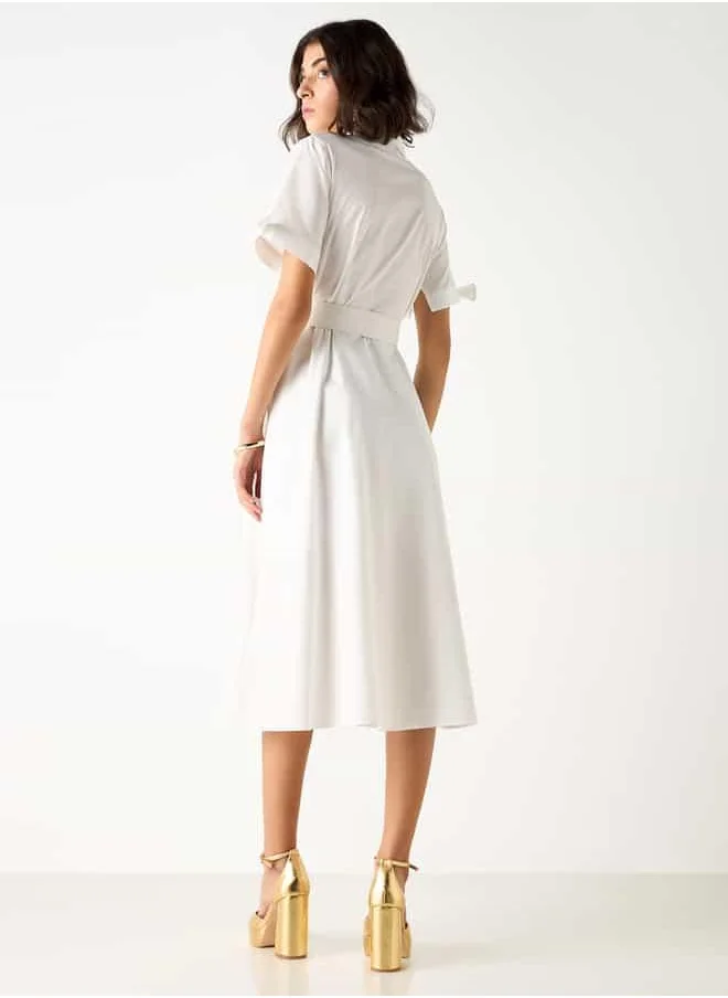 2Xtremz 2Xtremz Collared Shirt Dress with Pockets and Belt