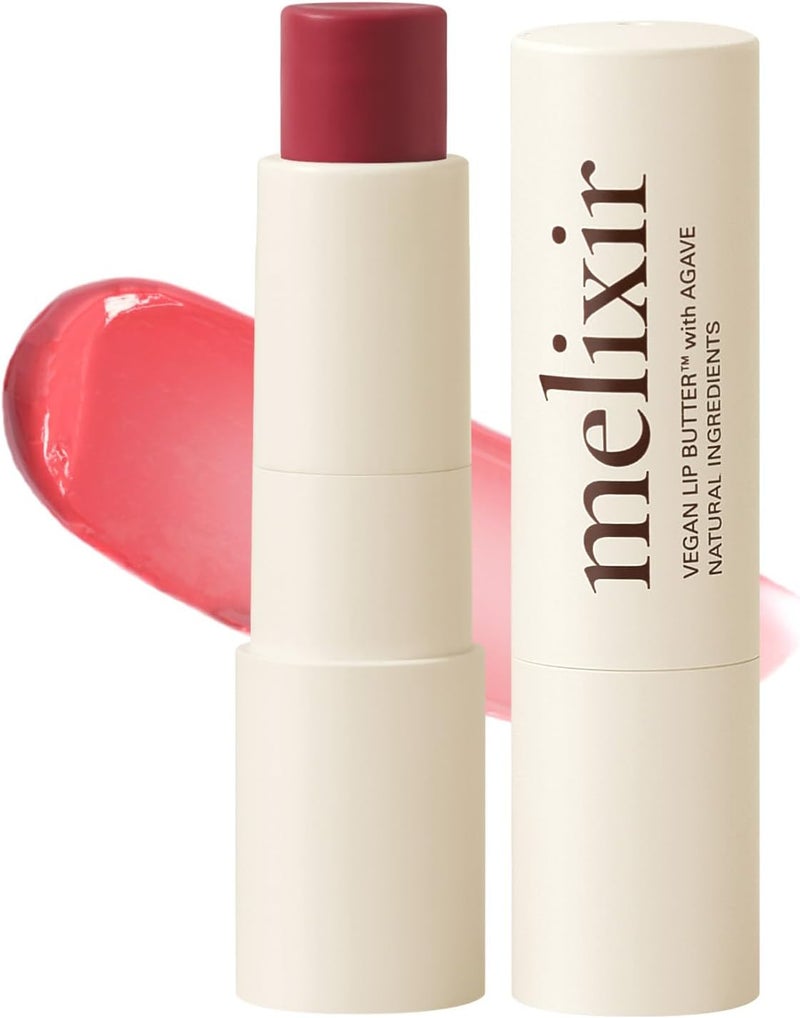 Melixir Vegan Lip Butter 05 Dewy Rose 11 more colors Sheer Tinted Lip Balm for Dry Cracked Lips Moisturizing Chapstick Agave Shea Butter Petrolatum Free PlantBased Korean Lip Care39g