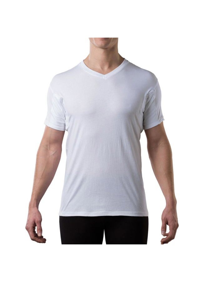 THOMPSON TEE Sweatproof Undershirt for Men with Underarm Sweat Pads (Original Fit, V Neck) (White, XL) - Image 1