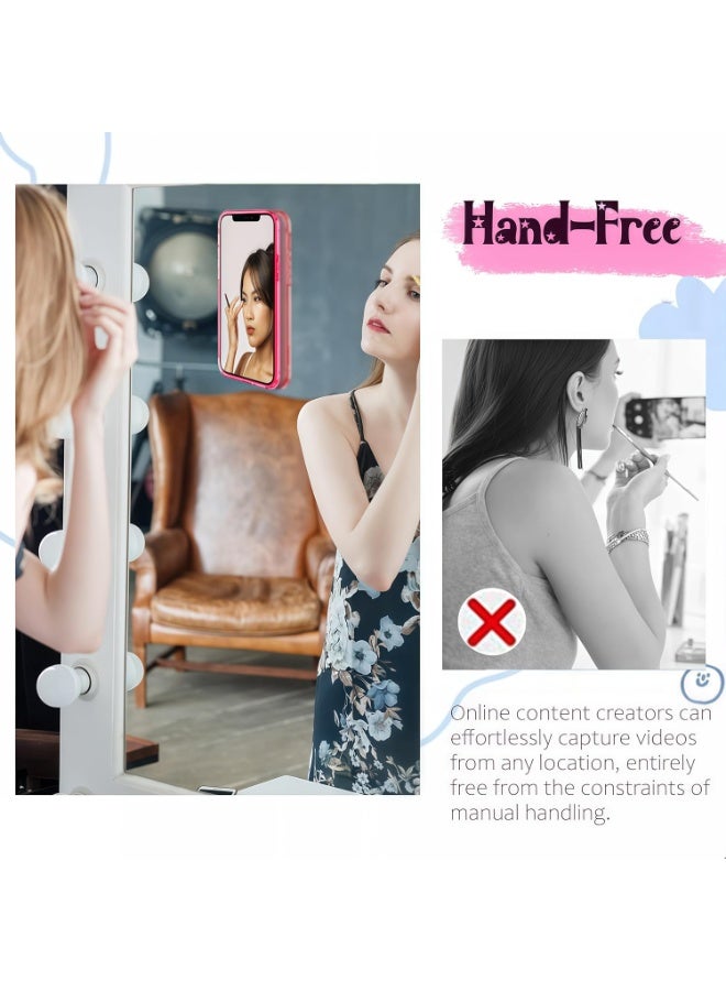 Hugifts 2 Pack Silicone Suction Phone Case Mount, Non Slip Sticky Grip, Silicon Adhesive Suction Cup Mount, Strong Grip Holder for Selfies and Videos (LightPink&Translucent) - Image 5