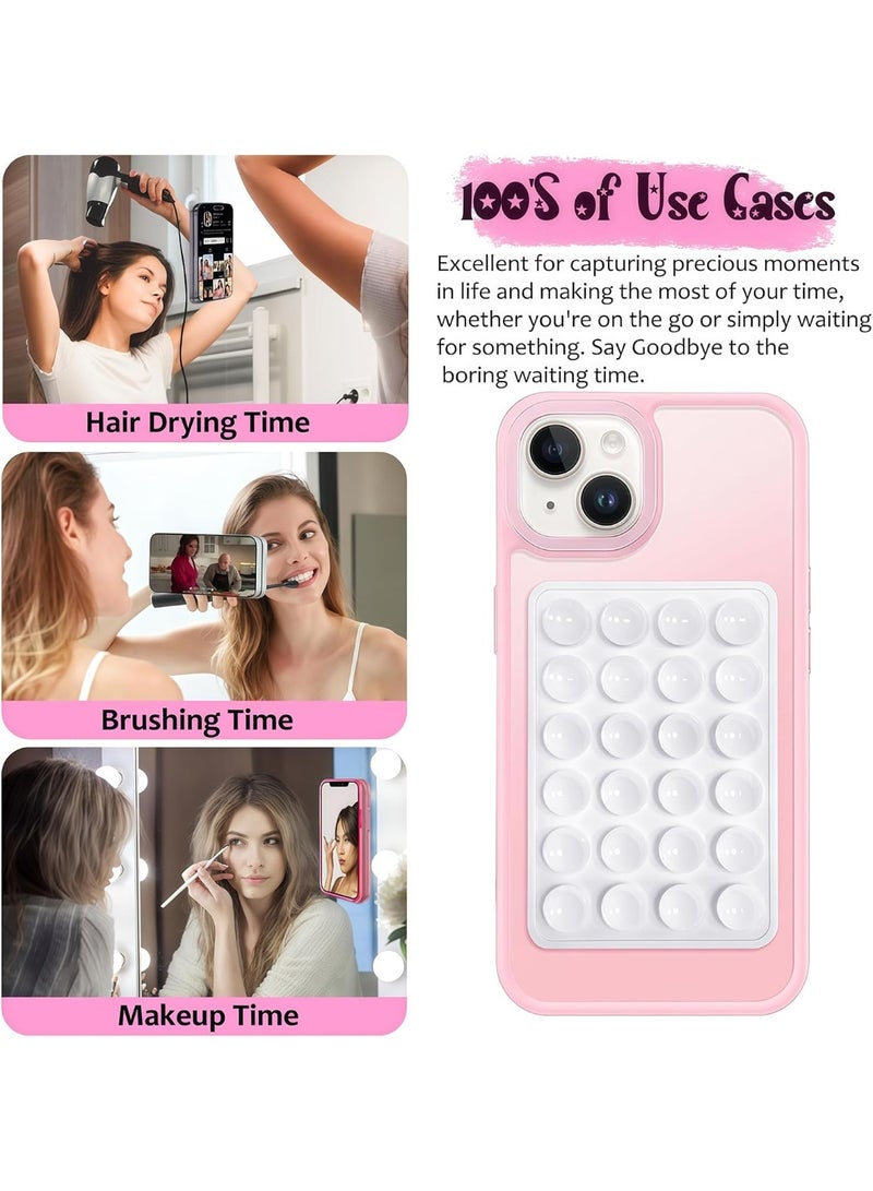 Hugifts 2 Pack Silicone Suction Phone Case Mount, Non Slip Sticky Grip, Silicon Adhesive Suction Cup Mount, Strong Grip Holder for Selfies and Videos (LightPink&Translucent) - Image 3