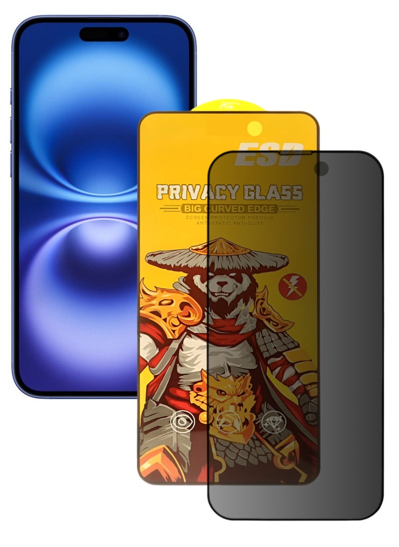 ESD Tempered Dustproof Privacy Glass Screen Protector Compatible For iPhone 16 Plus - Image 1