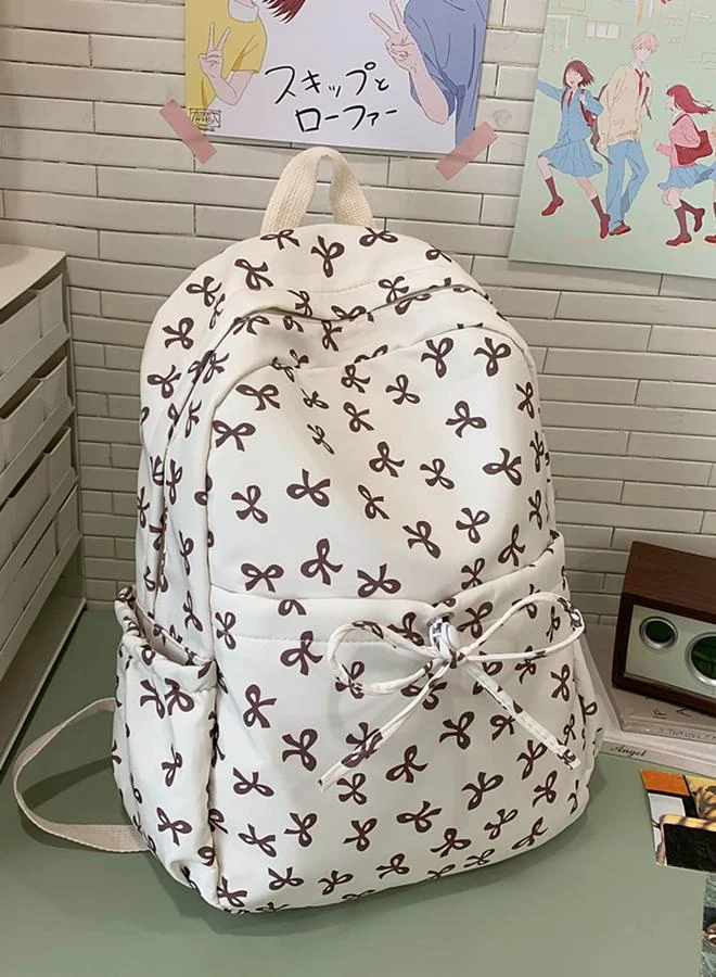 Take Two OffWhite Bow Print Backpack