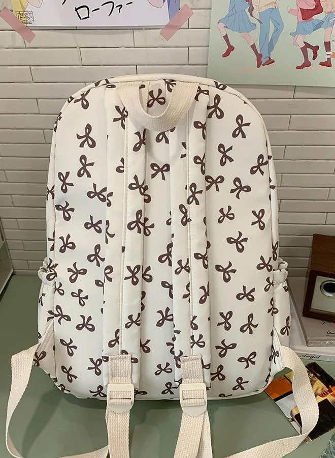 Take Two OffWhite Bow Print Backpack