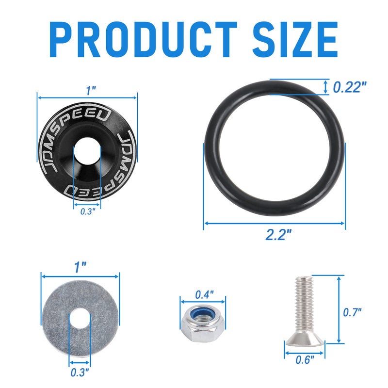 JDMSPEED مجموعة مشابك سريعة الإطلاق من JDMSPEED بلون أسود عالمي CNC من الألمنيوم المصنوع بدقة - Image 4