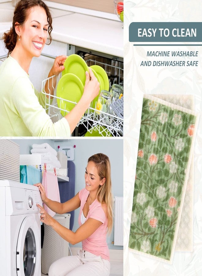 Quera William Morris Swedish Kitchen Dishcloth Vintage Floral Absorbent Cotton Kitchen Dish Towel for Party Home Housewarming Cleaning Counter Wipes 6.7 x 7.7 Inch, 6Pcs - Image 5