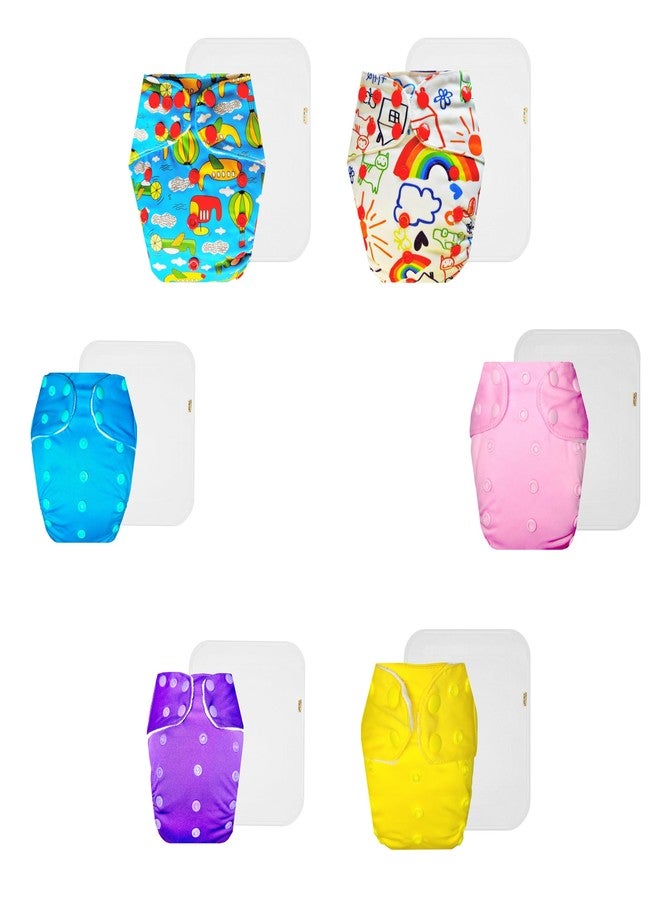 حفاضات دمبلدو القماشية الممتازة مع حشوة قطنية (عبوة من 6) | شعور بالجفاف والراحة | تهوية جيدة | أزرار كبس قابلة للتعديل | مثالية للأطفال الصغار | من 3 أشهر إلى 3 سنوات | للجنسين - Image 1