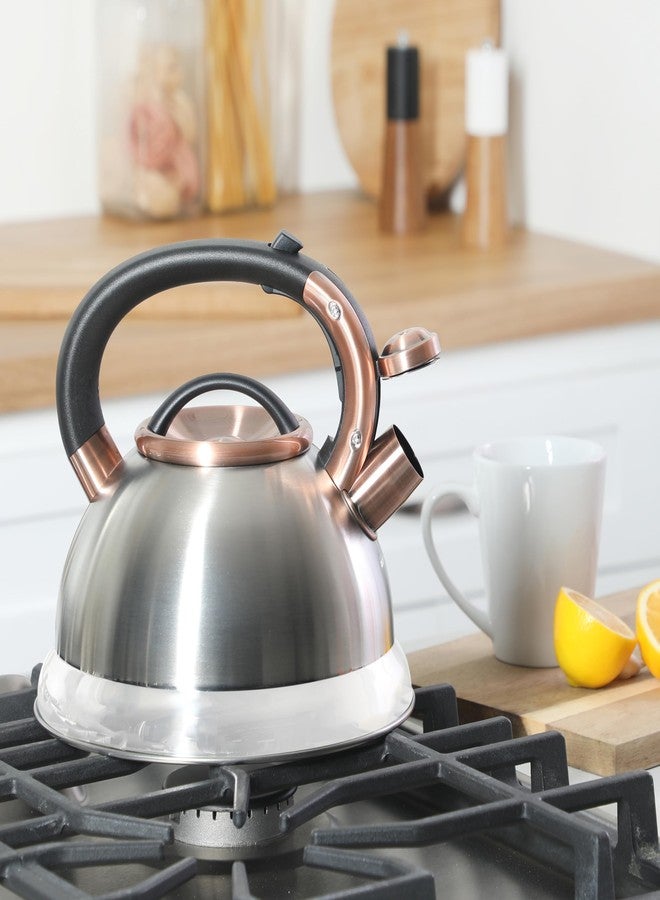 Mr. Coffee Flintshire 2.2 Quart Large Whistling Stainless Steel Tea Kettle - Brush Stainless Steel W/Copper - Image 2