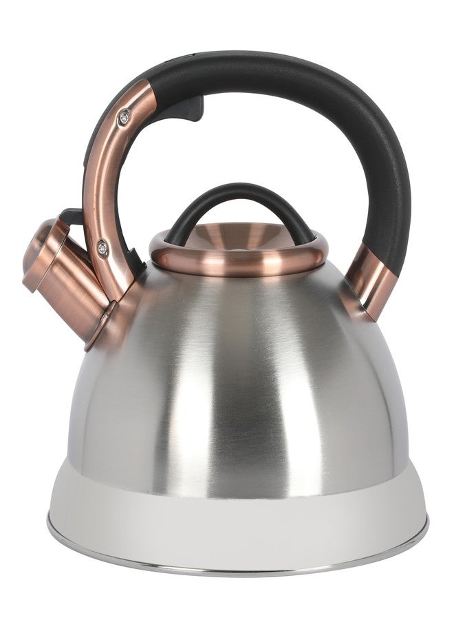 Mr. Coffee Flintshire 2.2 Quart Large Whistling Stainless Steel Tea Kettle - Brush Stainless Steel W/Copper - Image 1