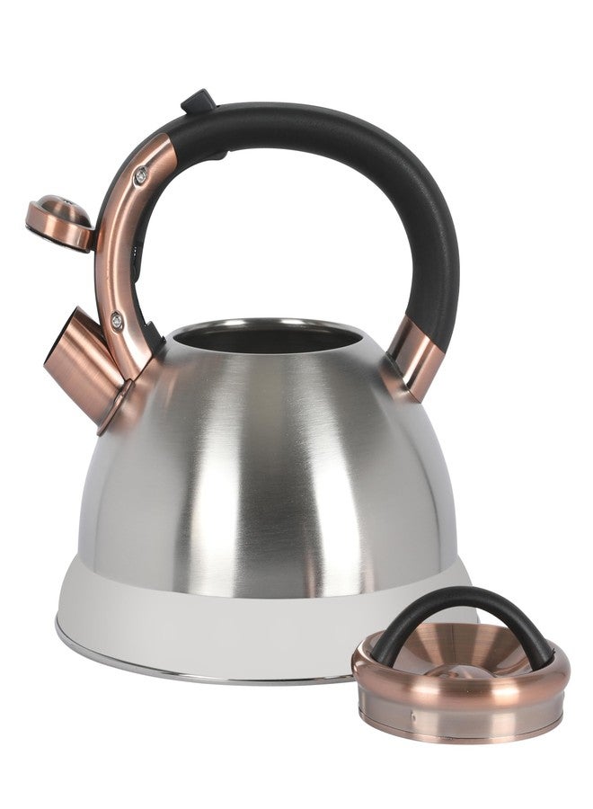 Mr. Coffee Flintshire 2.2 Quart Large Whistling Stainless Steel Tea Kettle - Brush Stainless Steel W/Copper - Image 4