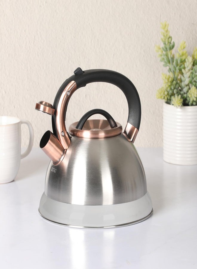 Mr. Coffee Flintshire 2.2 Quart Large Whistling Stainless Steel Tea Kettle - Brush Stainless Steel W/Copper - Image 3