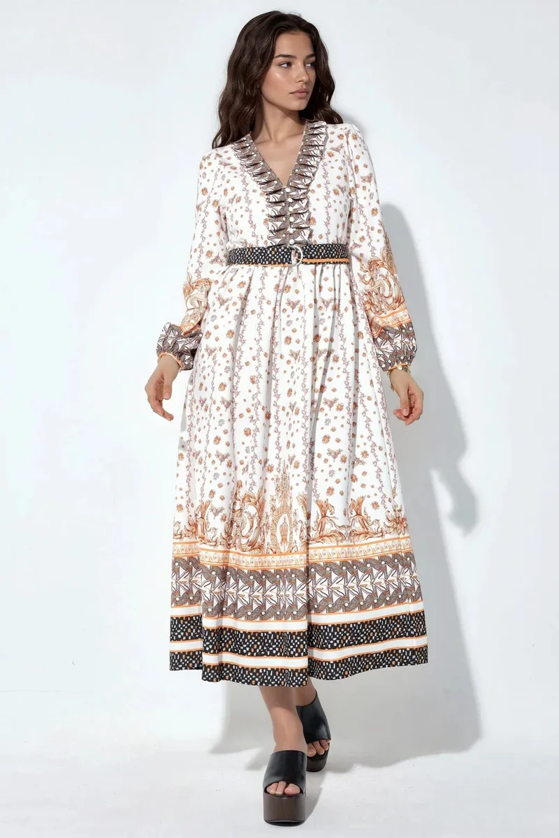Jennyfer Floral Belted Maxi Dress
