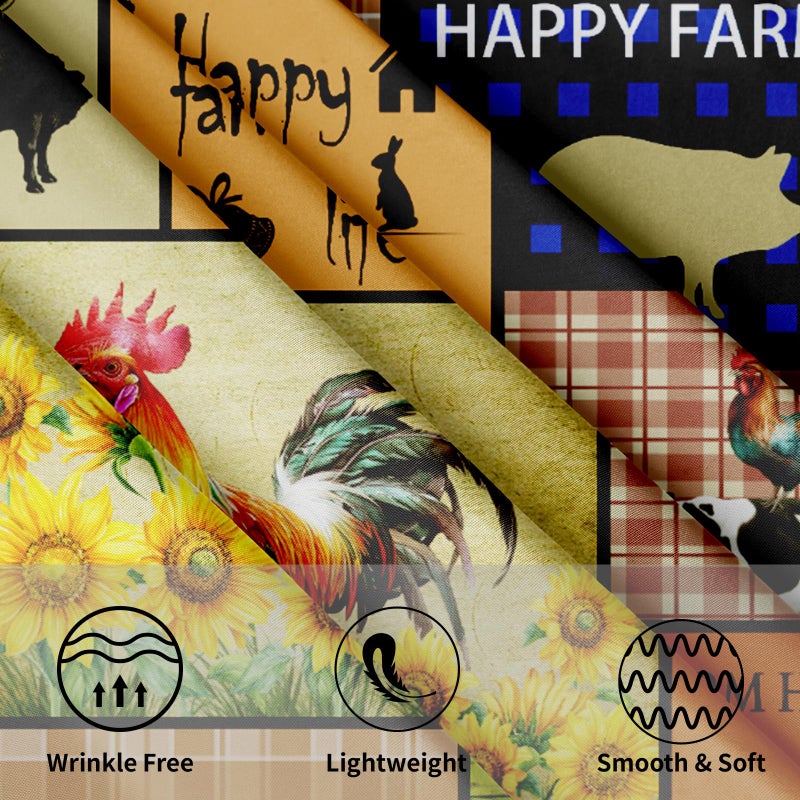 Granbey Farmhouse Rooster Round Table Cloth - Farm Animal Tablecloths Hen Chicken Cattle Ducks Sunflower Table Cover Decoration for Dining Kitchen Picnic Party Decor 60 Inch - Image 3