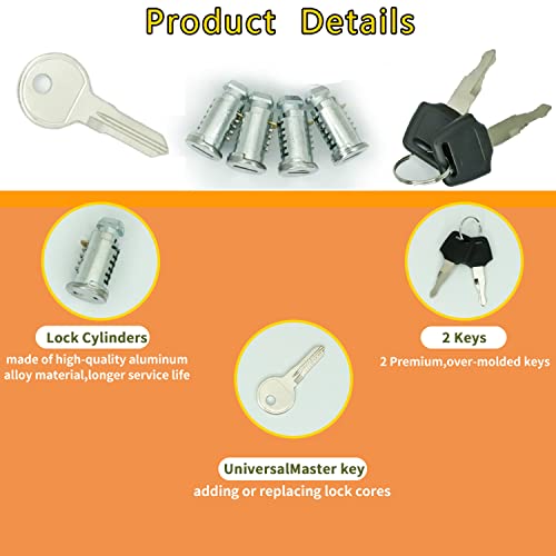 XOPIYAO Lock Cylinders for Car Racks (4 Pack) - One-Key System Compatible With Thule Racks and Other Equipment - Includes 4 Cores, 2 Keys and A Control Key - Image 2