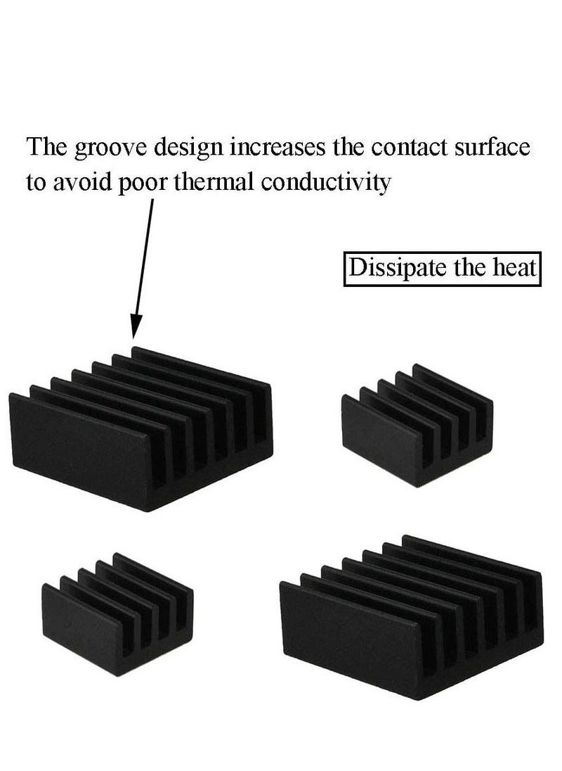 Generic 20pcs Heat Sink Mini Radiator Dissipate Heat Thermal Cooling Lower Temperature Easy to Install for PI IC CPU Chipset Raspberry Stepper Board Aluminum Black Assortment  - Image 4