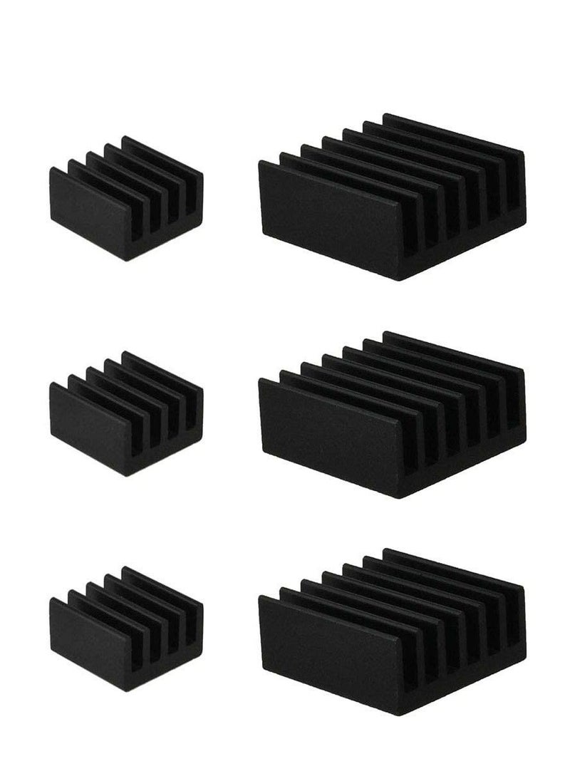 Generic 20pcs Heat Sink Mini Radiator Dissipate Heat Thermal Cooling Lower Temperature Easy to Install for PI IC CPU Chipset Raspberry Stepper Board Aluminum Black Assortment  - Image 1
