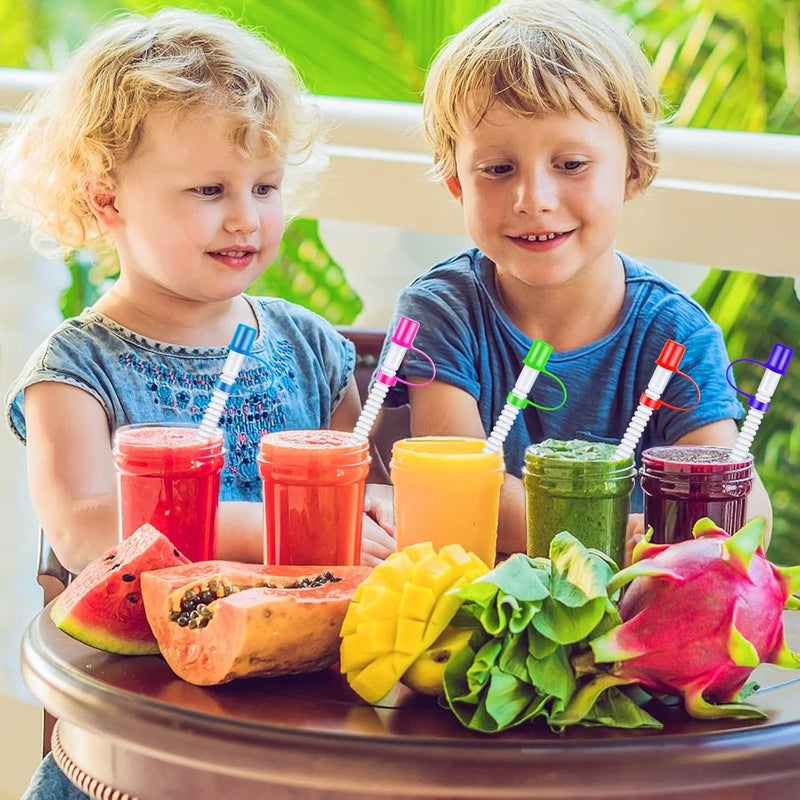 SOLARAE 100 Pcs Reusable Straws with Cover Caps, 11 Inch Flexible Bendable Straws, Reusable Plastic Straws with Colorful Cover Caps for Water Bottle/Mug, Birthday Party Supplies, Wedding Party Supplies - Image 3