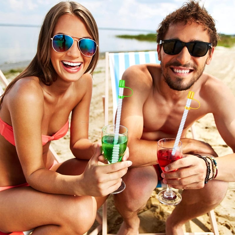 SOLARAE 100 Pcs Reusable Straws with Cover Caps, 11 Inch Flexible Bendable Straws, Reusable Plastic Straws with Colorful Cover Caps for Water Bottle/Mug, Birthday Party Supplies, Wedding Party Supplies - Image 4