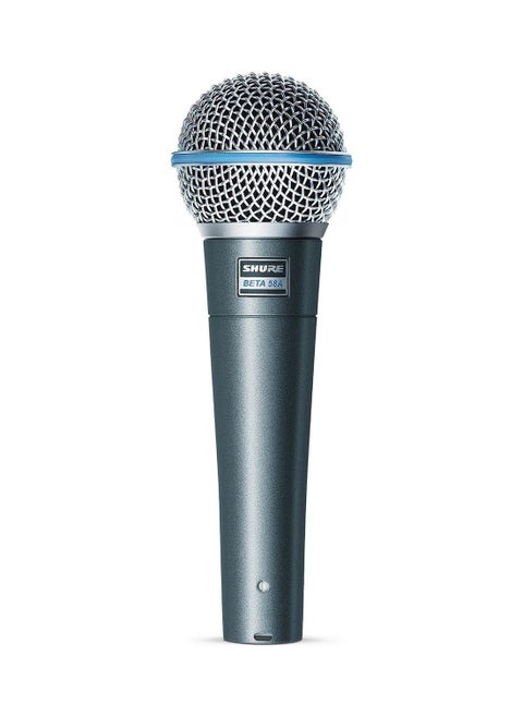 Vocal Microphone - Single Element Supercardioid Dynamic Mic For Stage Studio, Includes A25D Adjustable Stand Adapter, 5/8 To 3/8 Inch Euro Thread Adapter And Storage Bag Beta 58A Silver