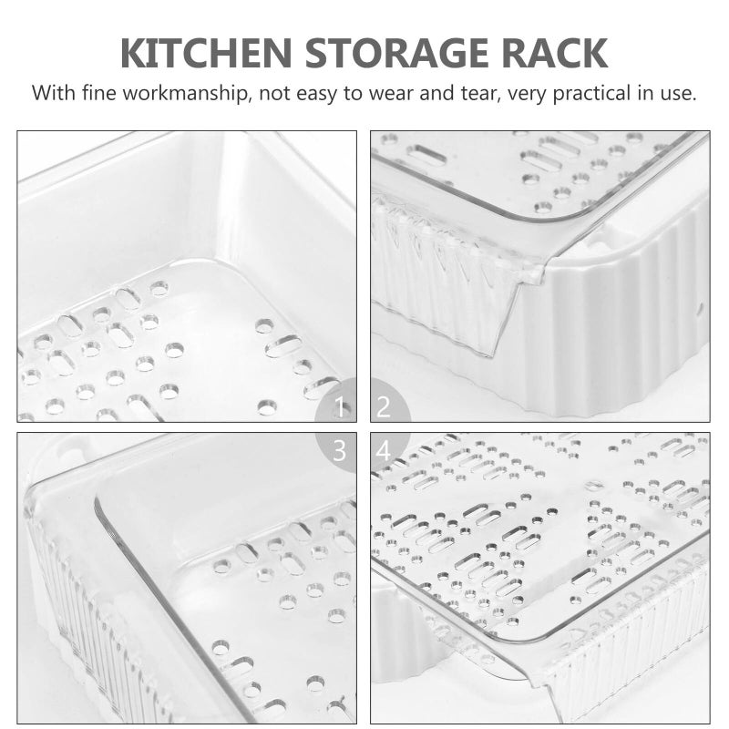 White Plastic Stackable Foldable Vegetable Rack Kitchen Storage Basket for Washing Draining - Image 4