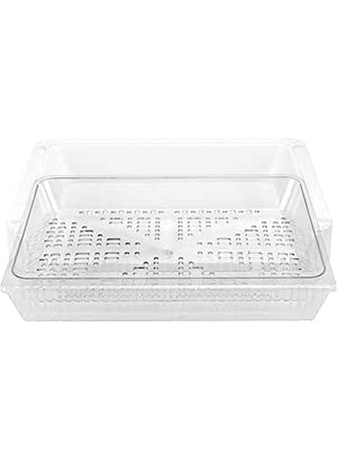 White Plastic Stackable Foldable Vegetable Rack Kitchen Storage Basket for Washing Draining - Image 1