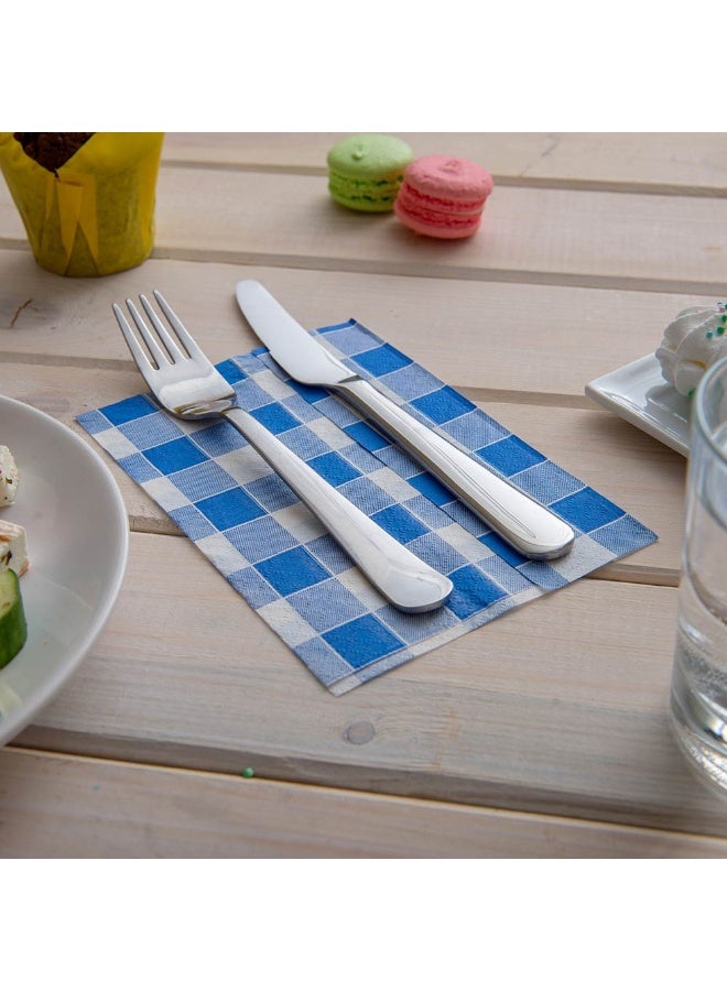 Restaurantware Luxenap 7 x 13.5 Inch Checkered Napkins, 7000 Pre-Folded Picnic Napkins - 1-Ply, Blue Paper Disposable Dinner Napkins, For Parties Or Everyday Use, Soft  - Image 3