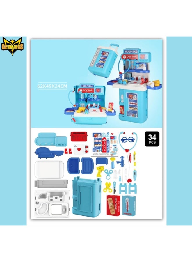 GOLD MANTIS Deluxe Medical Station Toy Set – Portable Doctor Kit with Rolling Trolley, Light-Up Tools & Pretend Play Hospital Accessories for Kids - Image 5